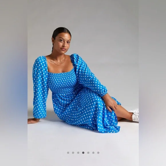 NWT Anthropologie Dolan Left Coast Smocked Midi Dress - Picture 4 of 12